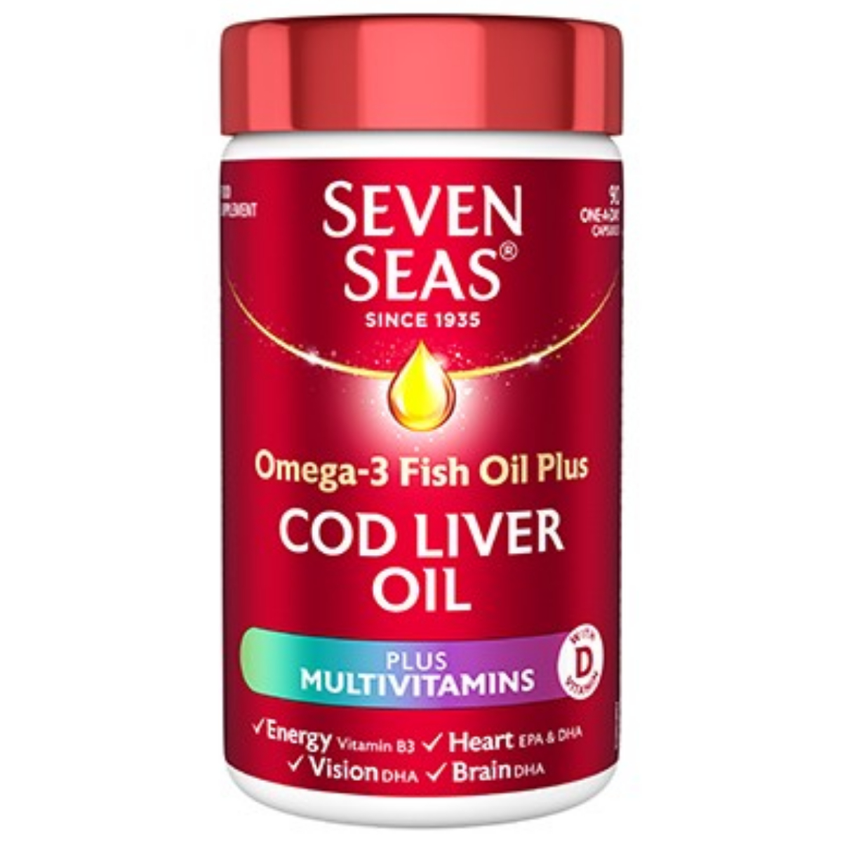 Seven Seas Omega-3 Fish Oil plus Cod Liver Oil plus Multivitamins - Pack of 60