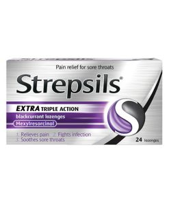 Strepsils Extra Triple Action Blackcurrant Lozenges - Pack of 24