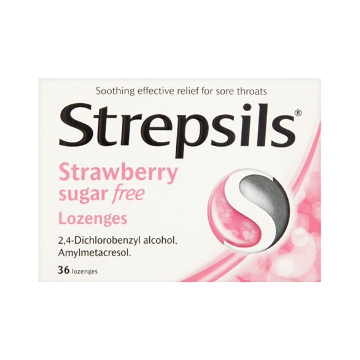 Strepsils Strawberry Sugar-Free Lozenges - Pack of 36