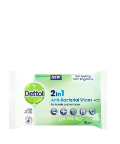 Dettol 2In1 Anti-Bact Wipes 15'S